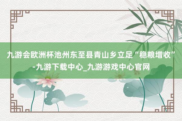 九游会欧洲杯池州东至县青山乡立足“稳粮增收”-九游下载中心_九游游戏中心官网